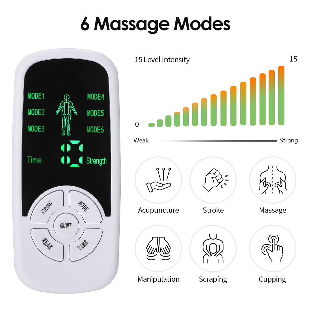 EMS Pulse Elektrische Spierstimulator 6-modi Nek Body Massager Tientallen Acupunctuur Meridiaan Fysiotherapie Massage Gereedschap
