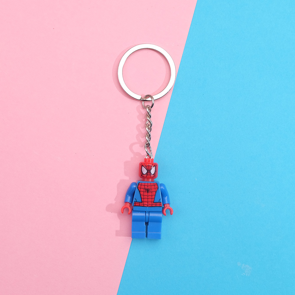 Marvel Superhero Creative Building Blocks Keychain Cartoon Spiderman Pendant Bag Keychain Accessories Toys Children Holiday Gift