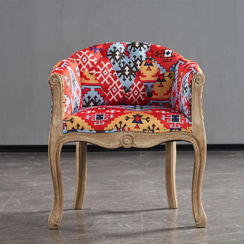 Silla de sofá de ocio, silla de comedor antigua de madera maciza, silla de comedor de hotel europeo, sofá de ocio para sala de estar, personalización de soporte