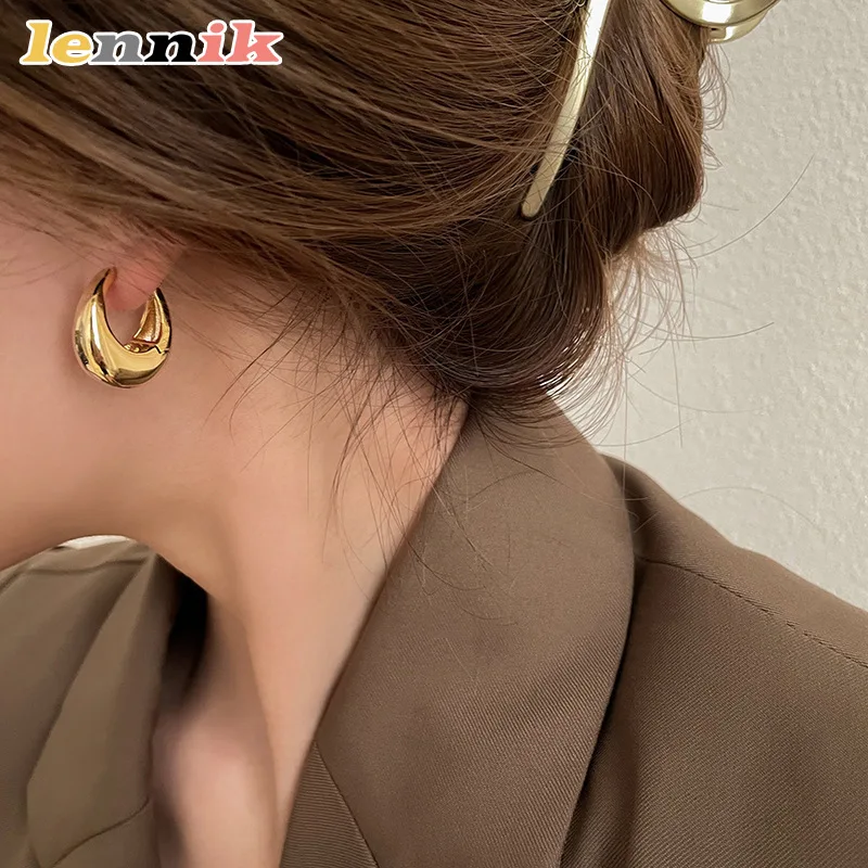 LENNIKOval Orecchini eleganti, design in metallo 3D da donna, adatti per abiti da lavoro/casual, lusinghiero su tutti i volti, scelta regalo perfetta