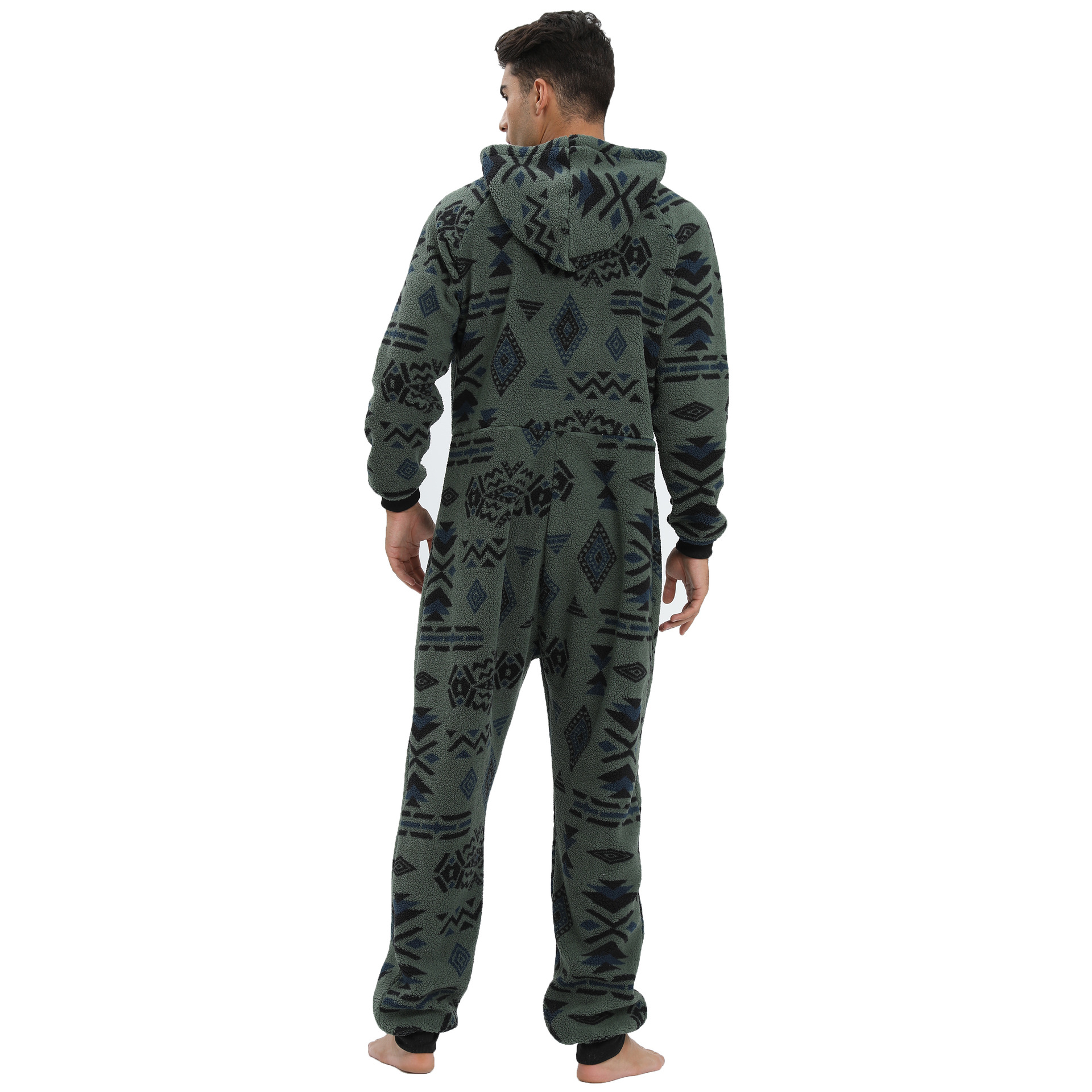 Mono de franela para hombre, pijama grueso y cálido con capucha, Kigurumi ropa de dormir, ropa de casa de lana de Coral suelta, ropa de estar por casa, Invierno