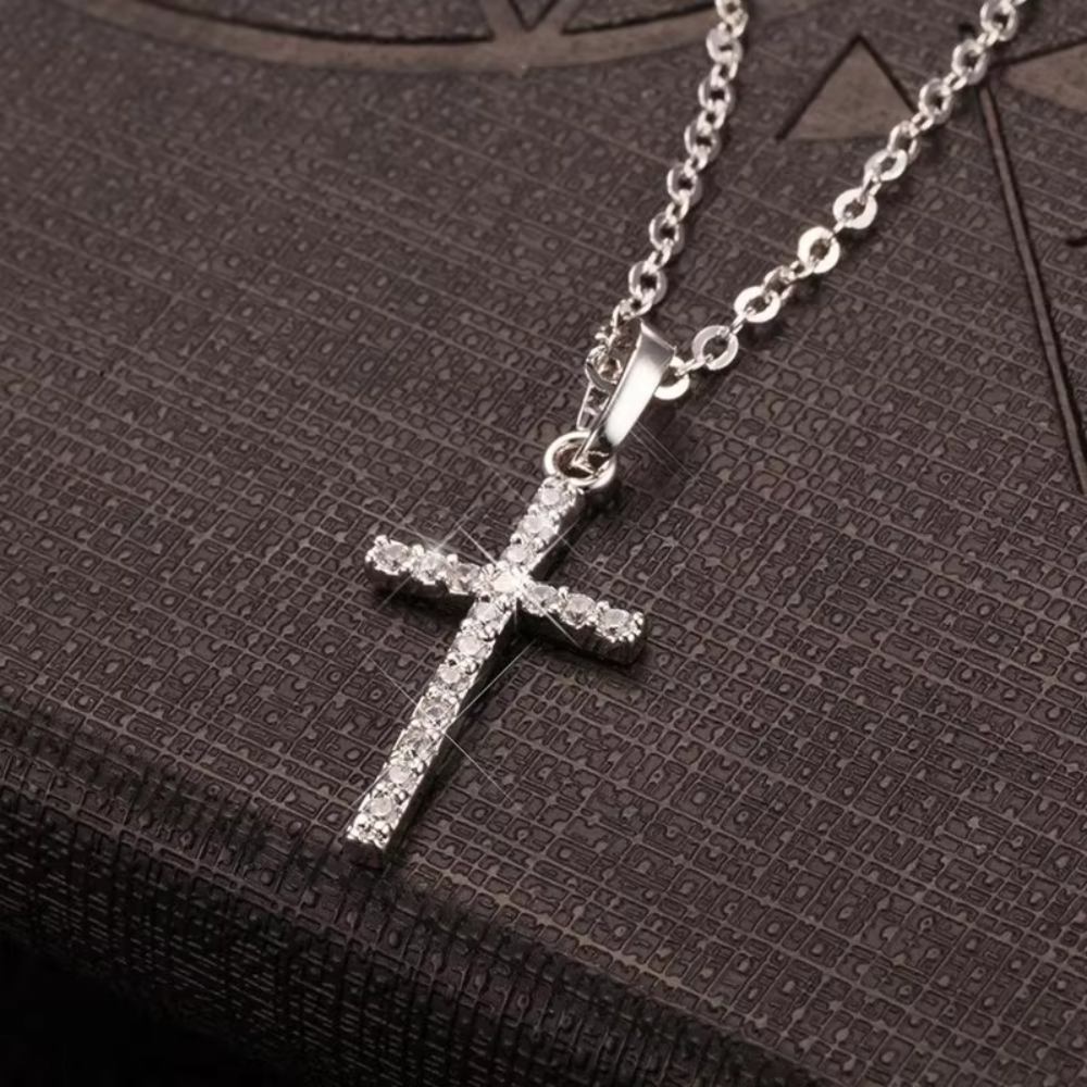 Collares ajustables con incrustaciones de diamantes de imitación y colgante de cruz para mujer, Color sólido, colgante de verano, joyería para mujer