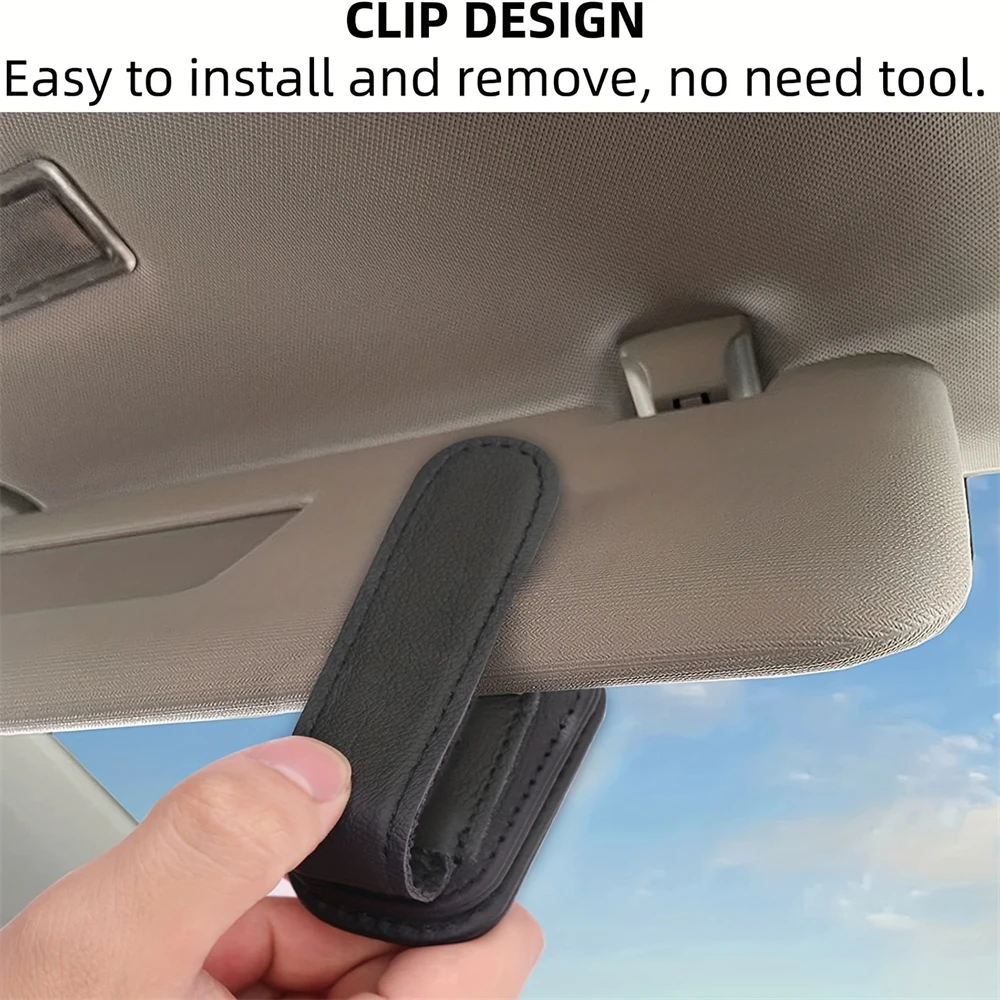 1 PC พรีเมี่ยมรถผู้ถือแว่นตากันแดด Sun Visor คลิป Secure Storage กล่อง,Stylish Driving Organizer สําหรับ Quick Access และ Space-S