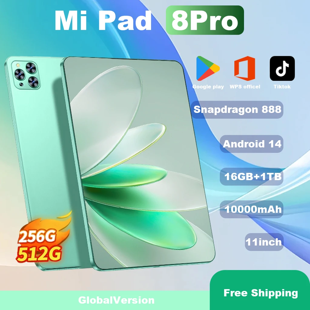 Oryginalny tablet Pad 8 Pro 10,1 cala Android 13 Global Snapdragon 888 16 GB + 1024 GB 10000 mah 5G Dual SIM WIFI HD Pełny ekran