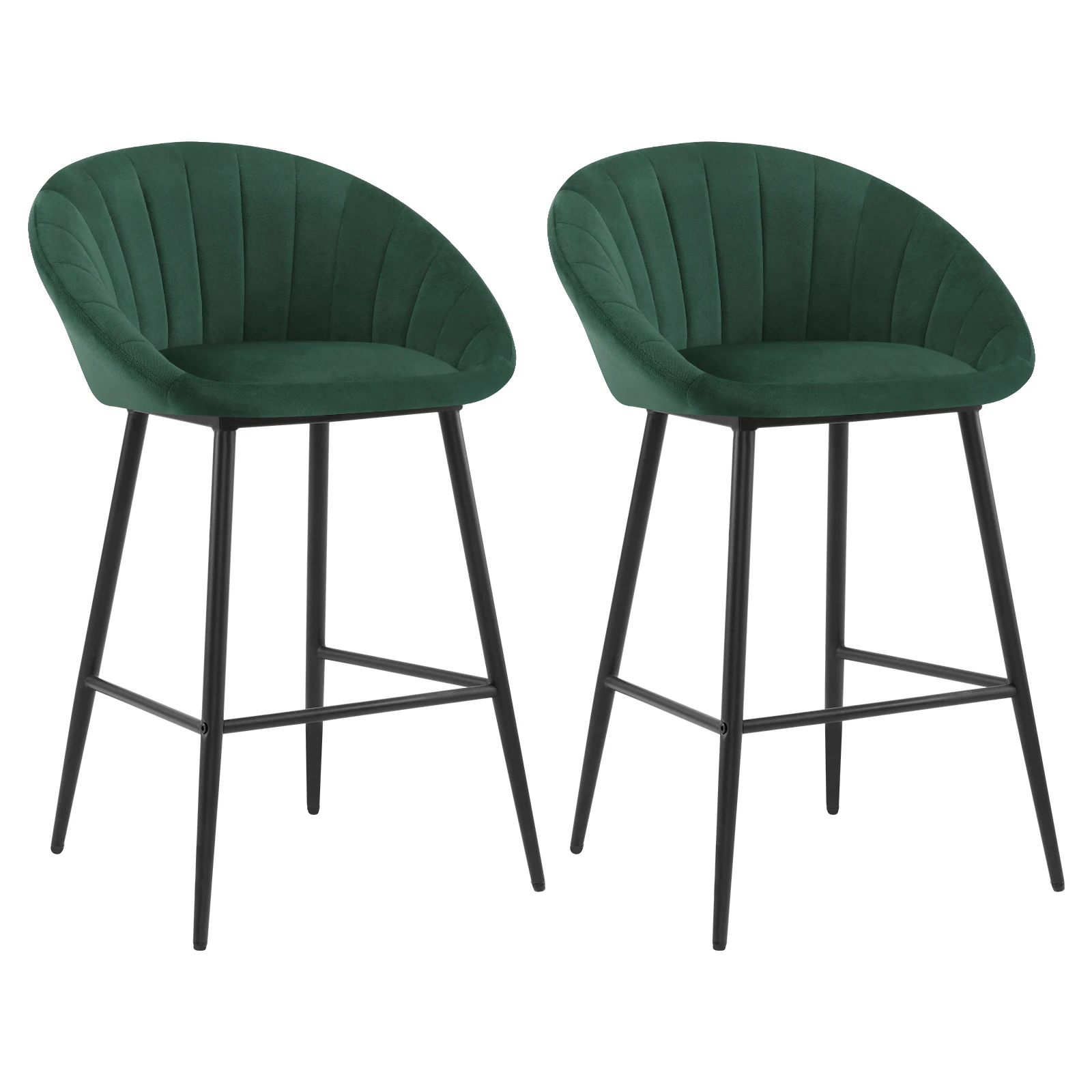 2pcs/set Velvet Bar Stools Bistro Counter Stool Bar Chair Padded Pub Stools with Backrest Footrest for Cafe Living Room