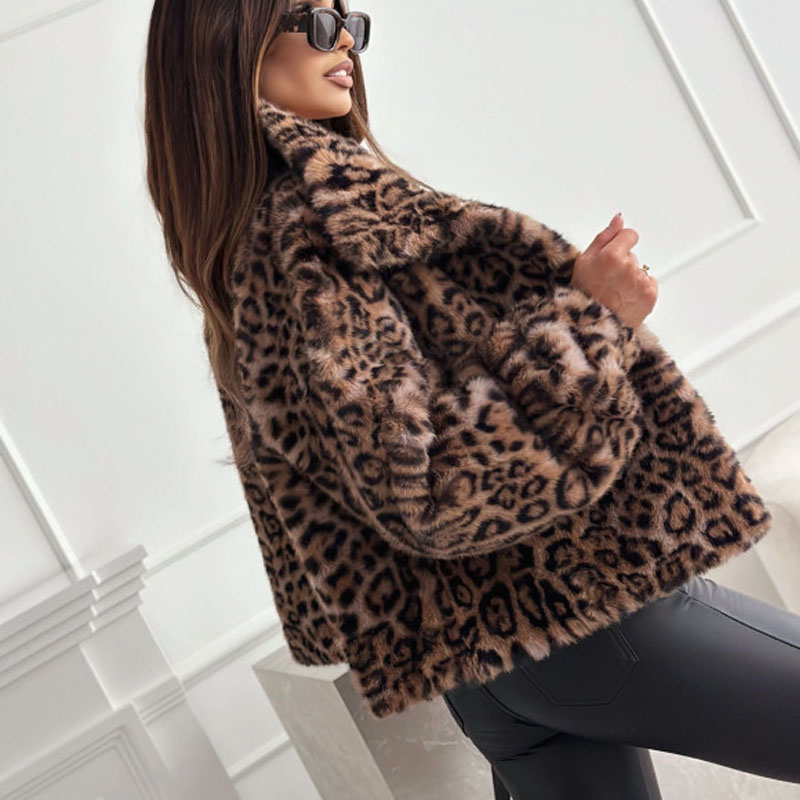 Ropa de abrigo holgada informal para mujer, Tops de otoño e invierno, abrigos con estampado de leopardo a la moda, chaquetas, cárdigan, ropa