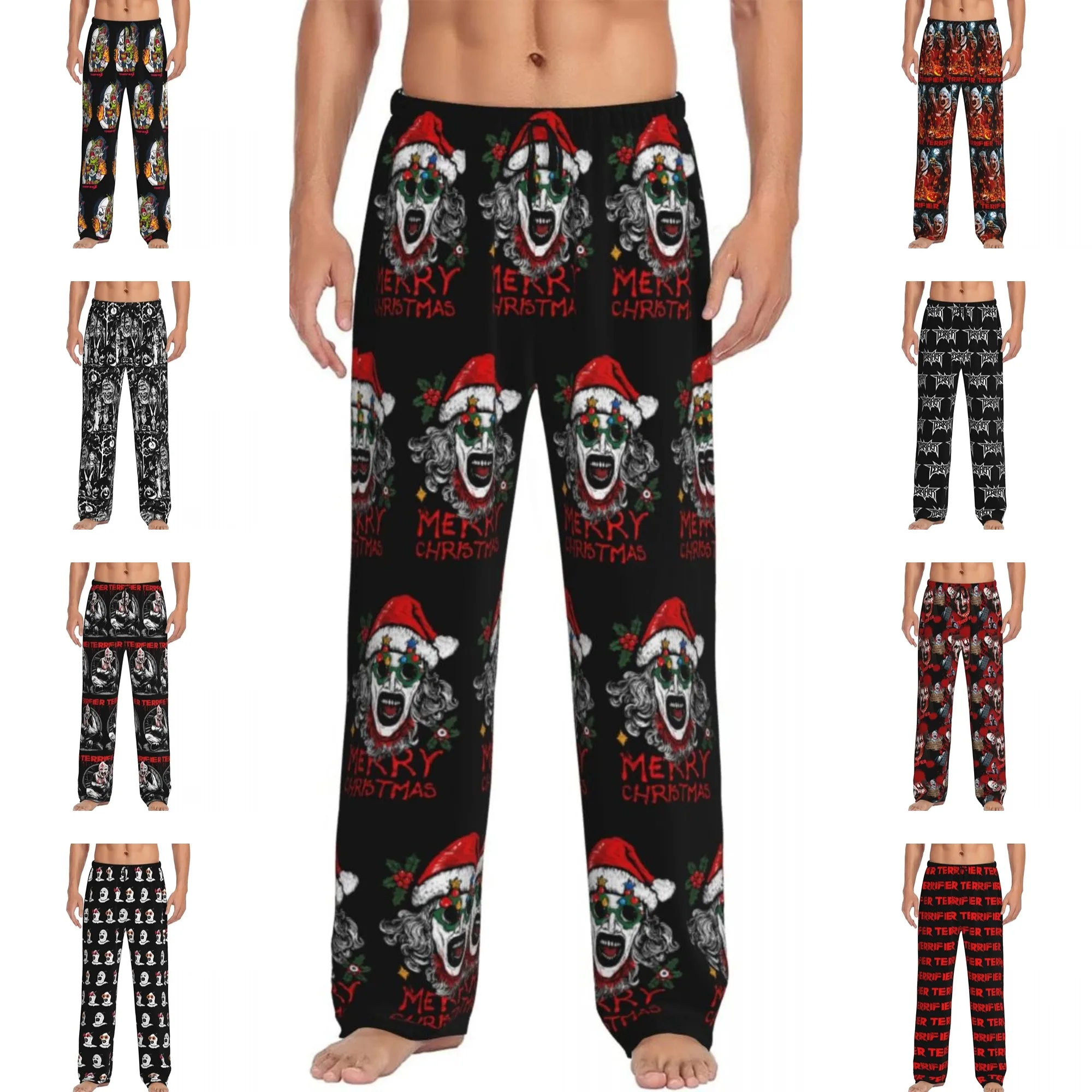 Custom Print T-Terrifier Horror Fan Art Pyjamahose Herren Schlafnachtwäsche Hose mit Taschen