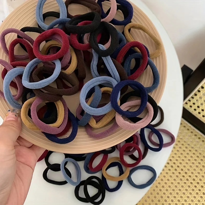 새로운 50 개/대 여자 여자 캔디 색상 나일론 기본 Scrunchie 헤어 타이 포니 테일 잡아 헤어 고무 밴드 패션 헤어 액세서리