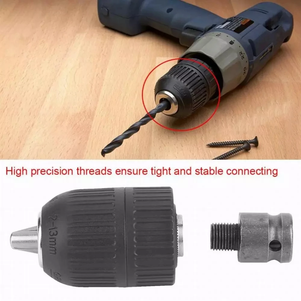Drill Chuck With 1/2inch Chuck Socket Square Female Adapter,1/2-20UNF Quick Grip Keyless Chuck 2mm~13mm(0.08"~0.51") Clamp Range