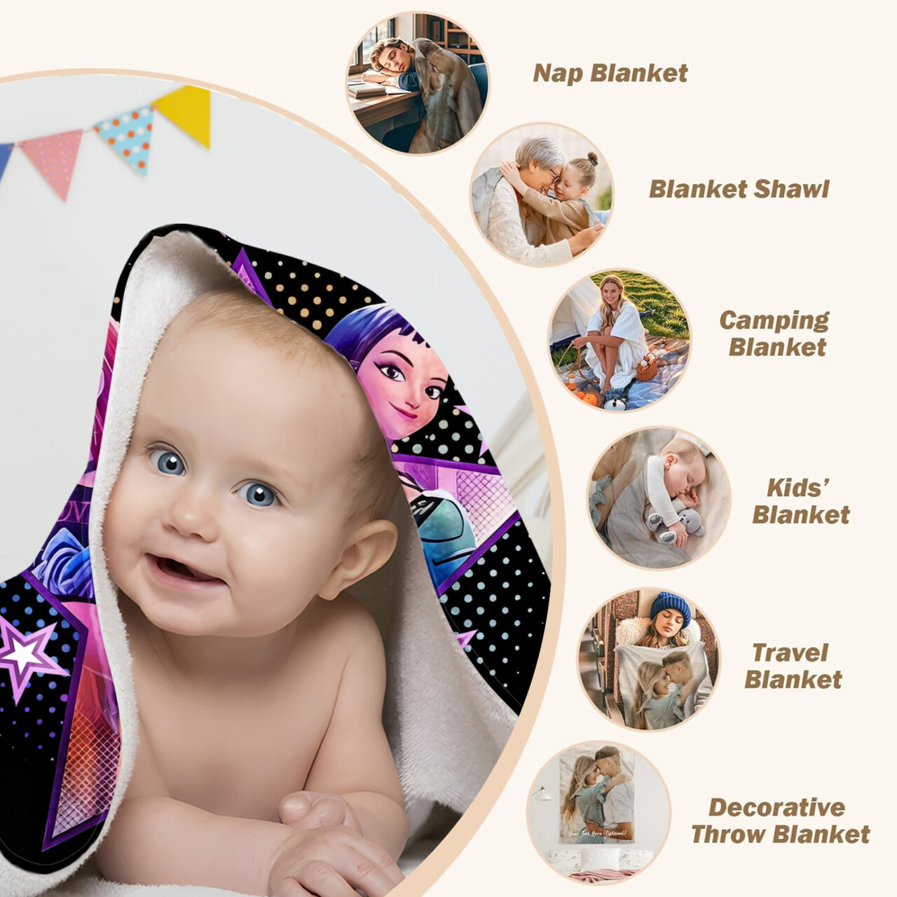 1PC Custom Name K-Pop Demon Hunters Blanket Girls Boys Plush Throw Blanket Novelty Warm Blanket All Season Gift