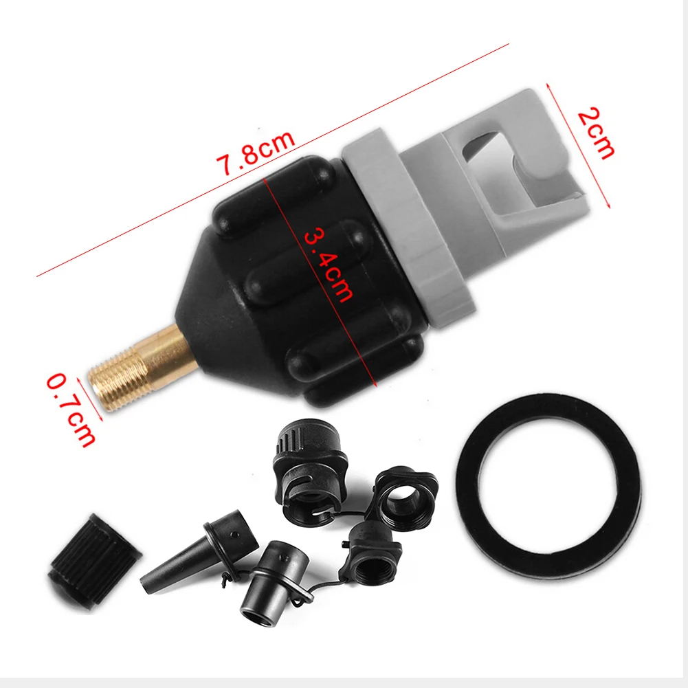 Kit de adaptador de válvula de aire para tabla de SUP, adaptador de bomba inflable, paleta, barco, Kayak, Conector de bomba de válvula de aire, Kit combinado negro/naranja