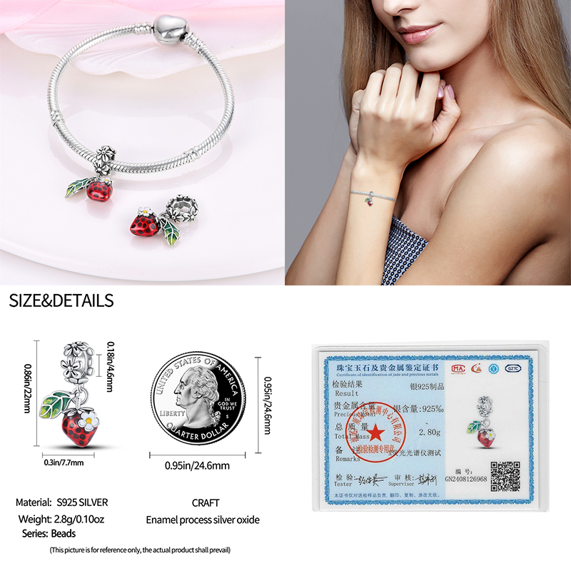 Charms Fit Pan Armbänder S925 Silber Farbe Erdbeere Kirsche Blaubeeren Obst Süße Original DIY Schmuck Geburtstag Feine Geschenke