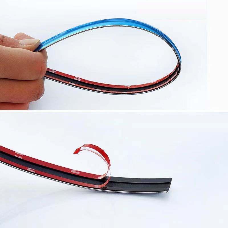 3M/5M moldura cromada Protector de puerta de coche pegatinas tira parachoques parrilla coche cinta anticolisión borde de puerta placa protectora pegatina