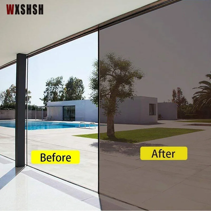 Clearance_Window Privacy Film One Way Privacy Static Cling Sun Blocking Anti UV Janela reflexiva para casa e escritório Brown-Si