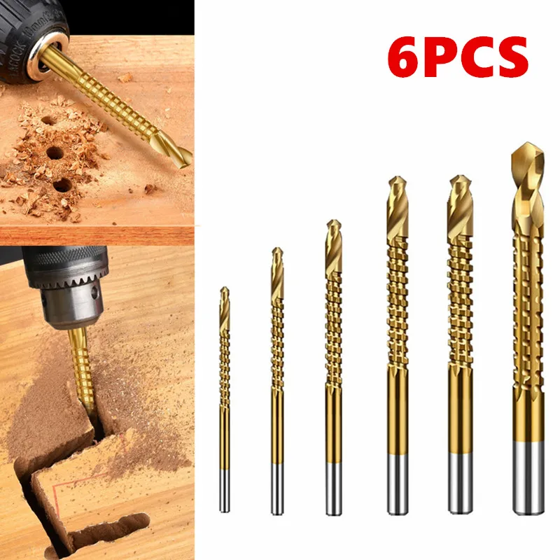 6PCS HSS4241 hogesnelheidsstaal verguld met titanium, beverzaagboor. Hout, gipsplaat, kunststof, zelfs metaal. Grijp elke vorm je ha