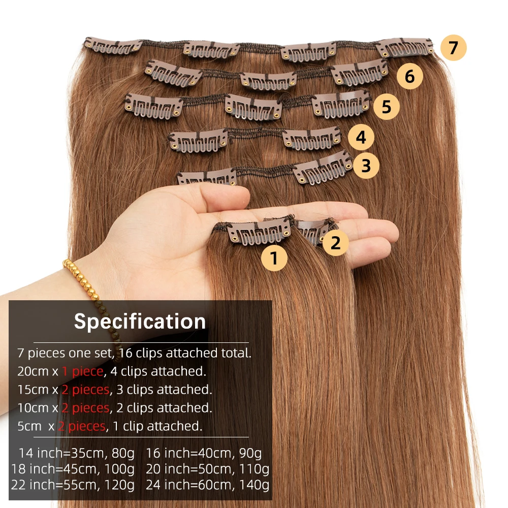 Isheeny 12 "-22" pince dans les Extensions de cheveux humains brésilien Remy pince naturelle Extension de cheveux humains réel naturel pince sur 50G-100G