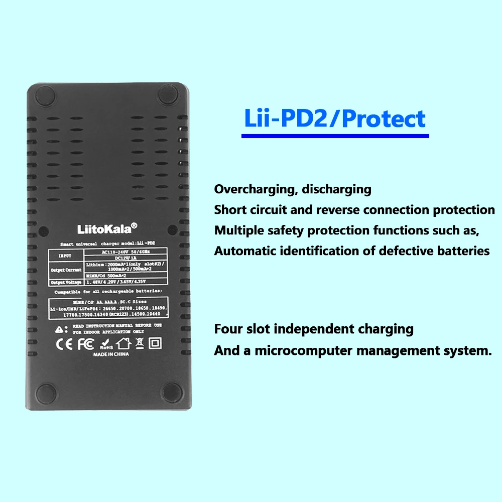 LiitoKala Lii-PD2 LII-PD4 Ładowarka do akumulatorów litowo-niMH 18650 26650 21700 18350 AA AAA 3,7 V/3,2 V/1,2 V