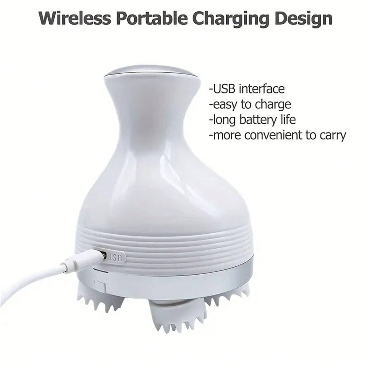 Masajeador de cabeza eléctrico y masajeador para mascotas, masaje del cuero cabelludo con vibración de alta frecuencia para una relajación profunda y alivia el estrés, recargable