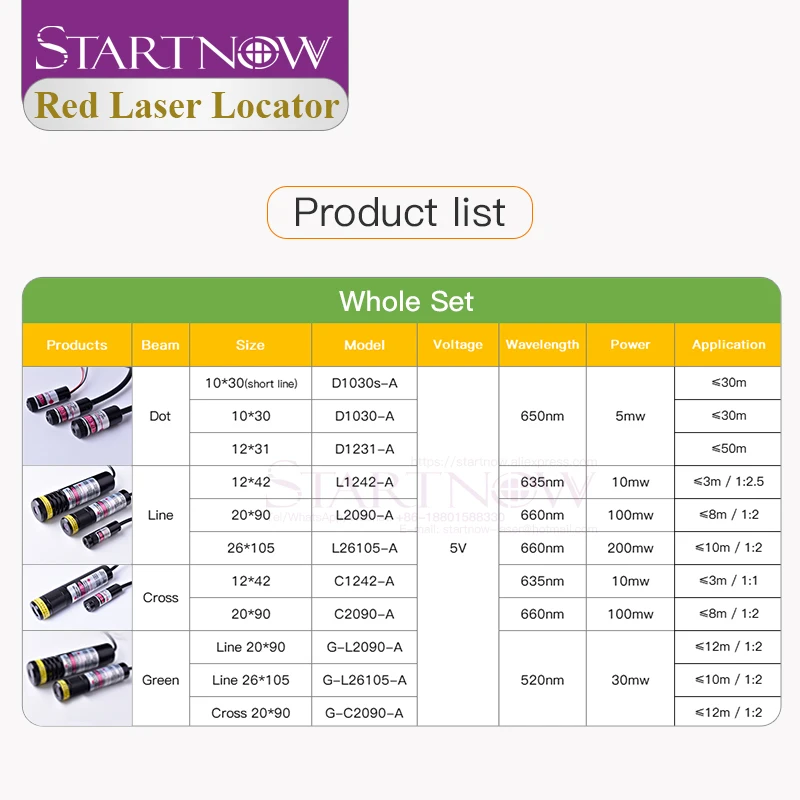 Startnow Laser Marker Indicator Set 12x42 635nm 10mw Focusable Beam Cross Red Light Pointer Locator For CNC Woodworking Marking