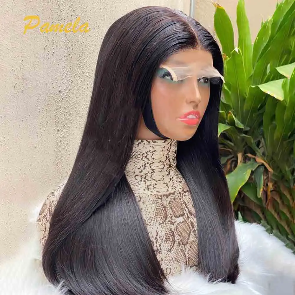 Peruca dupla desenhada sem cola, cabelo humano pré-selecionado, pronto para ir, osso reto, 13x6, hd, renda transparente, frontal, princesa
