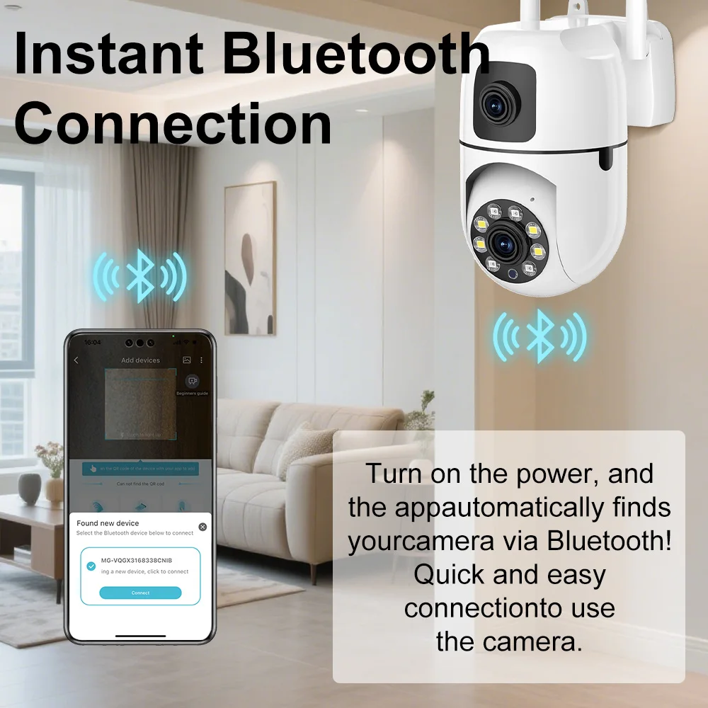 4K 8MP HD Smart Night Vision Wifi Camera PTZ Outdoor Dual Screen Human Detection Dual Lenes IP Security Protection Cam O-Kam pro