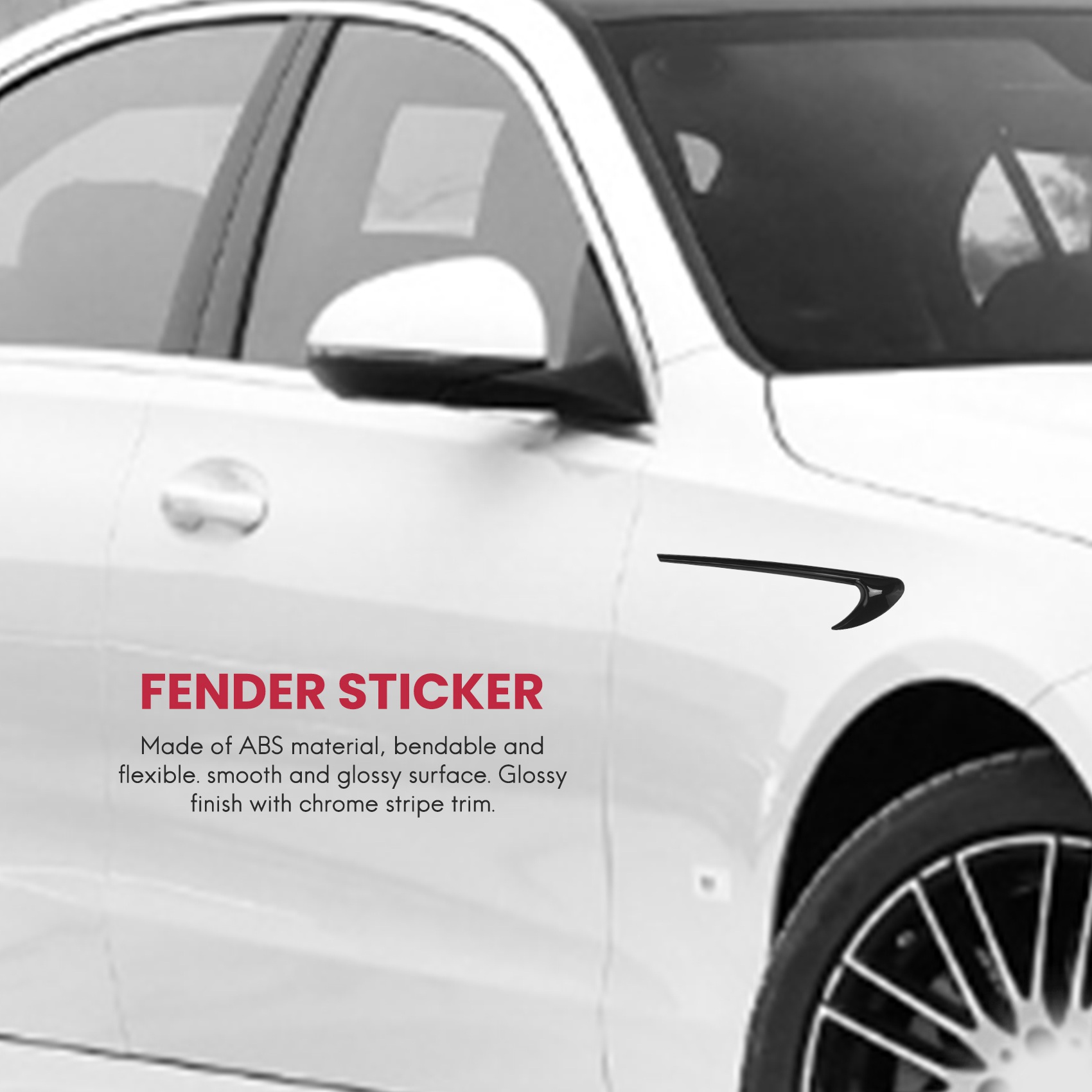 Side Fender Trim carro para Mercedes Benz, E Classe W213 Classe C W205, Refit E63S, AMG Acessórios, preto, 2pcs