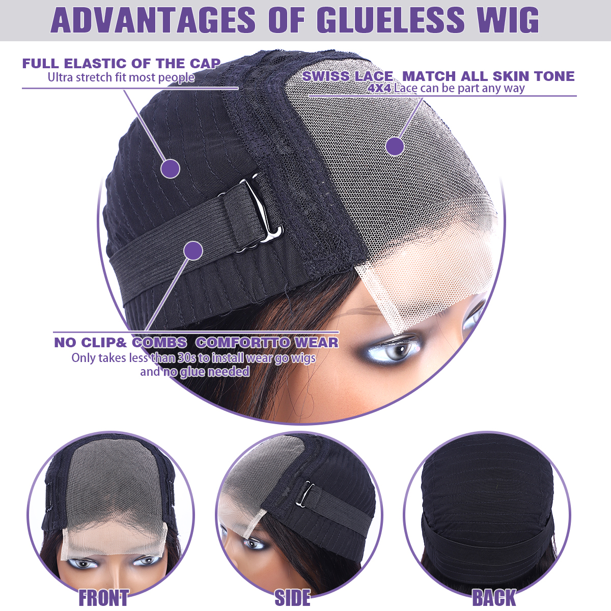 実体波人毛ウィッグ実体波 13 × 6 Hd レース前頭かつら女性のためのグルーレスかつら人毛レース前頭かつらブラジリアンヘア