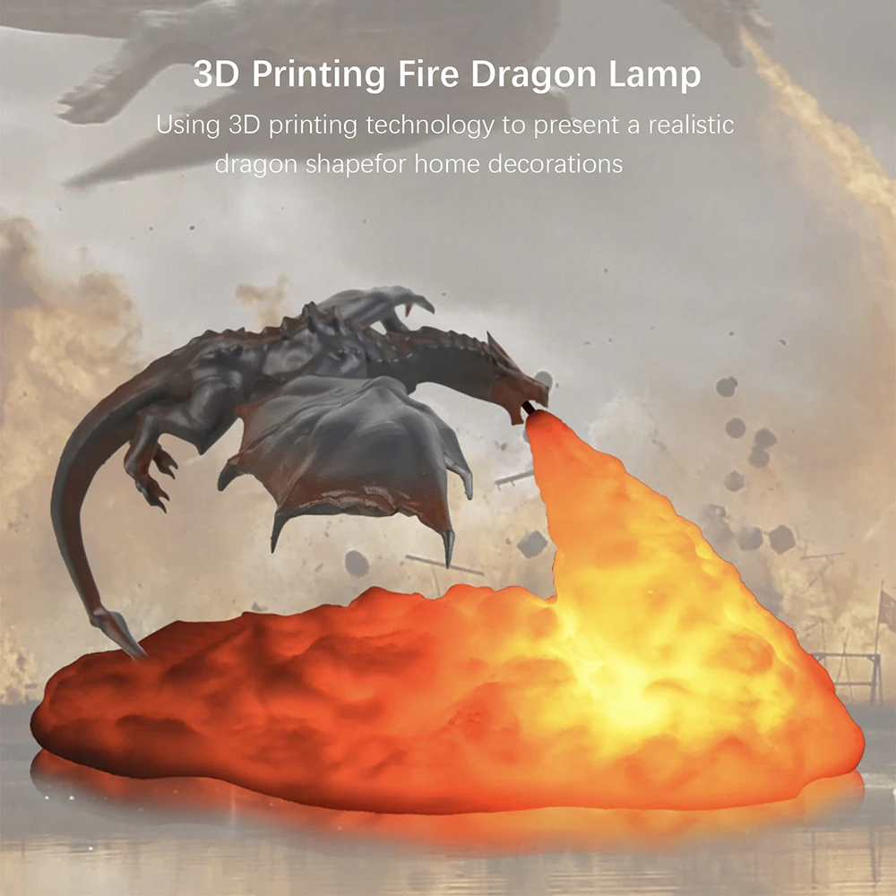 Luces de dragón de fuego impresas en 3D, lámpara LED de escritorio recargable por USB para deportes electrónicos, regalos para niños, asesinato, juego misterioso, decoración para juegos de acampada
