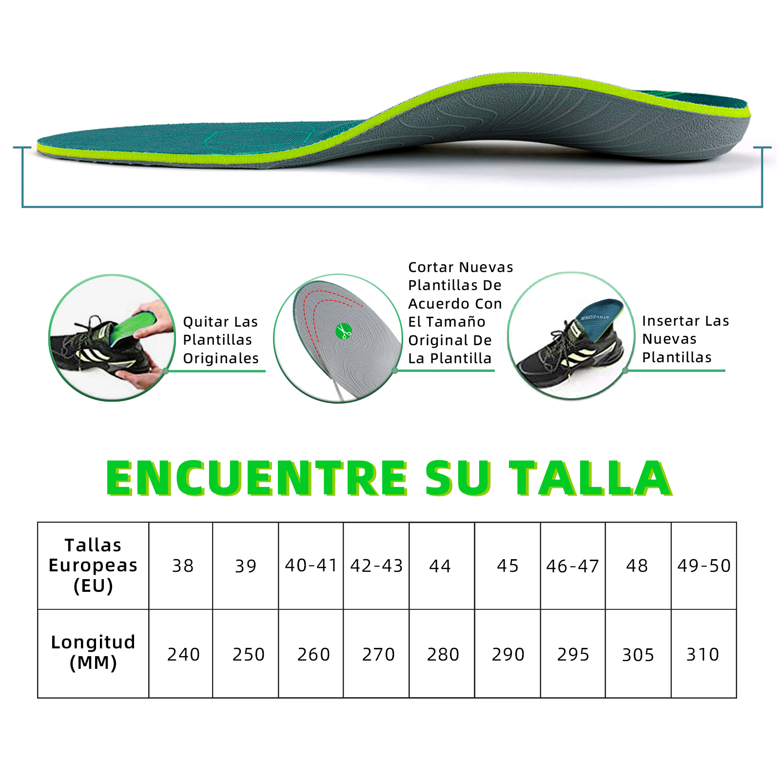 Plantillas ortopédicas con soporte para arco de plantilla para pies planos, plantillas ortopédicas para dolor en el talón para fascitis Plantar para hombres y mujeres, insertos para zapatos para zapatillas