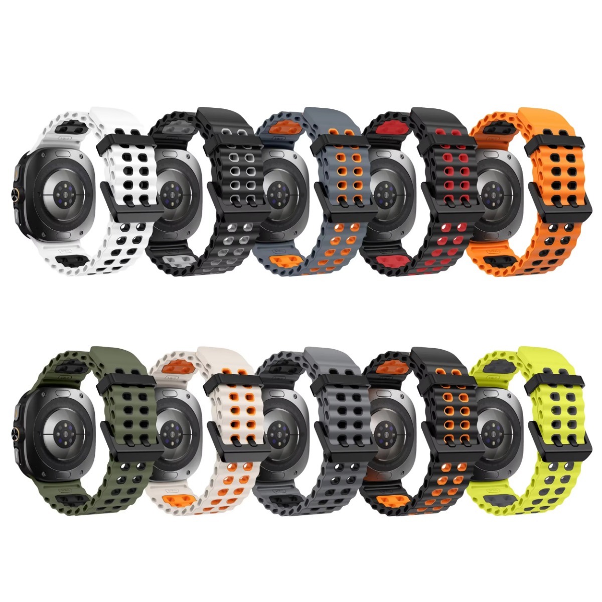 Nova pulseira de silicone marinho para samsung watch ultra 47mm pulseira sem lacunas esporte banda de dois tons para galaxy 7 ultra pulseiras
