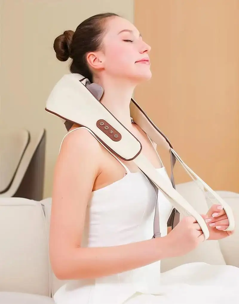 Multi-funcional pescoço e ombro massageador em forma de u tecido profundo shiatsu compressa de ar elétrica amassar massageador traseiro