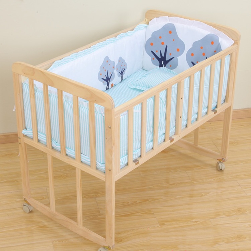 Set 6 almofada de algodão para cama bebé, kit de cama amovível e lavável com 4 almofadas + colchão + travesseiro