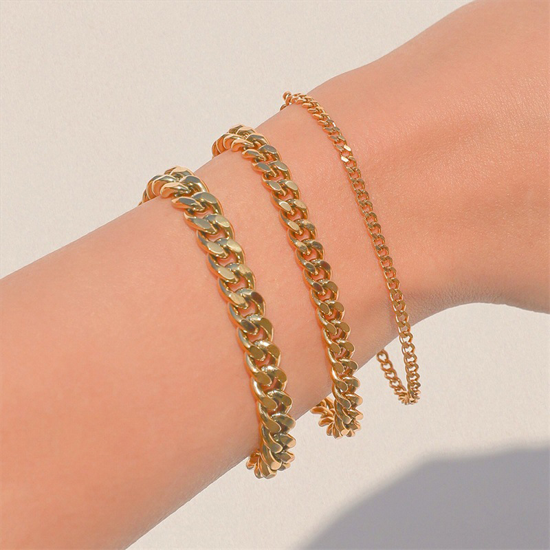 Pulsera de cadena cubana de acero inoxidable para hombre y mujer, pulsera en la mano para pareja, joyería de mano Unisex, regalo para fiesta