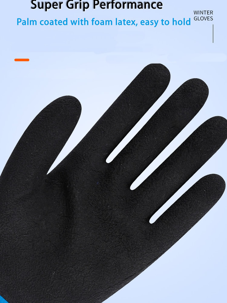 2 pares de guantes de trabajo térmicos de invierno antideslizantes impermeables doble recubierto de látex cálido para reparación de jardín guantes de seguridad para el trabajo de pesca