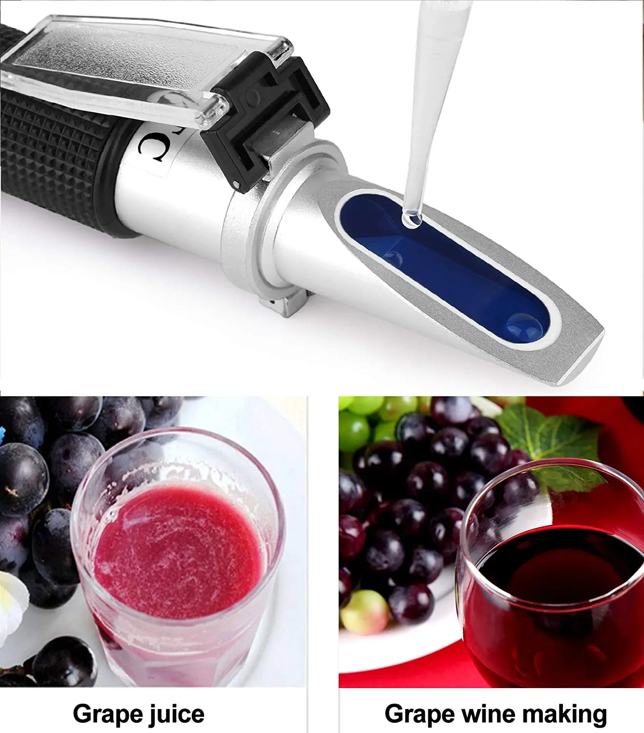 Refractómetro de vino elaboración de contenido de azúcar en jugo de uva original y preparación de alcohol de vino Brix 0-40% ​ Alcohol 0-25% V