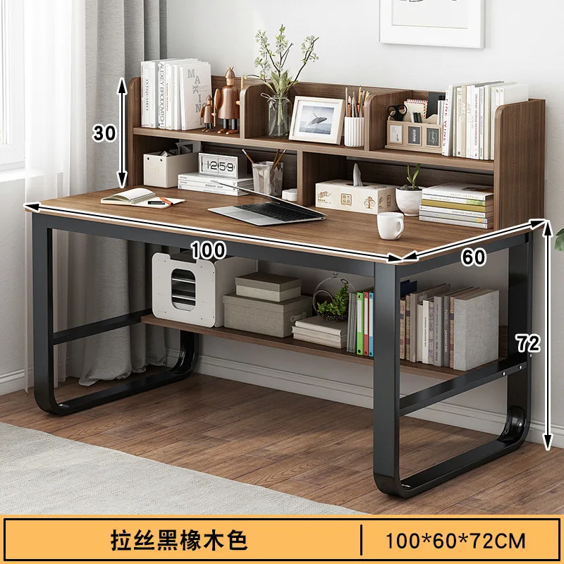 Mesas simples para computador de escritório com estante, mesa de escrita 100 cm, 120 cm, 140cm
