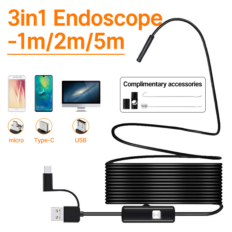 5,5 мм Android эндоскопическая камера 3 в 1 Micro USB Type C Бороскоп Мини-камера Водонепроницаемая светодиодная камера для осмотра автомобиля для ПК Android