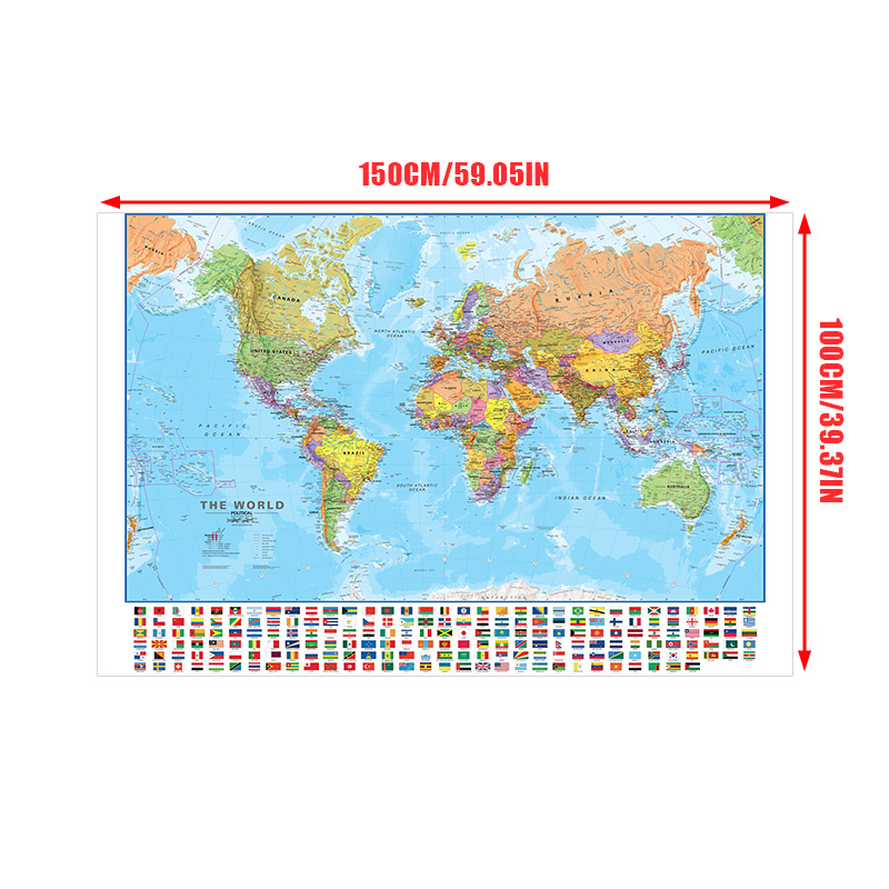 150 × 100 センチメートル古典的な世界地図英語不織布絵画壁アートポスター背景吊り装飾学校旅行用品