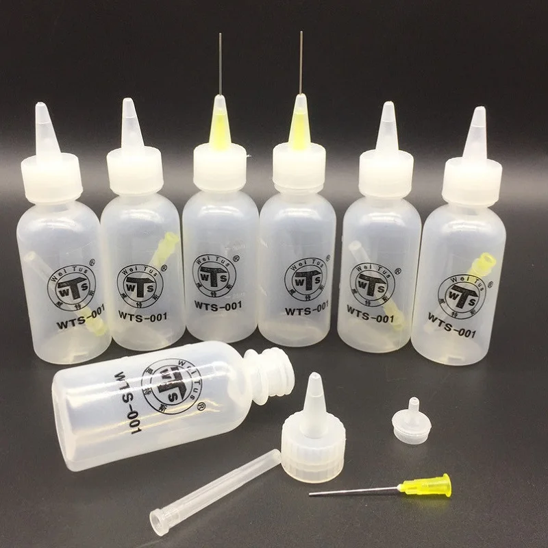 WTS-001 50ml เข็มพลาสติก Rosin ขวดทําความสะอาด Liquid FLUX เครื่องจ่ายน้ํามันแอลกอฮอล์พลาสติกขวดทําความสะอาด DIY ซ่อม