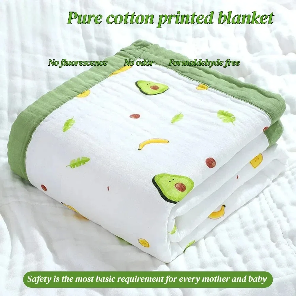 110 * 110 cm 6 strati Coperta per bambini Morbida stampa di cartoni animati 100% cotone Coperta per fasciatoio per bambini Asciugamano da bagno