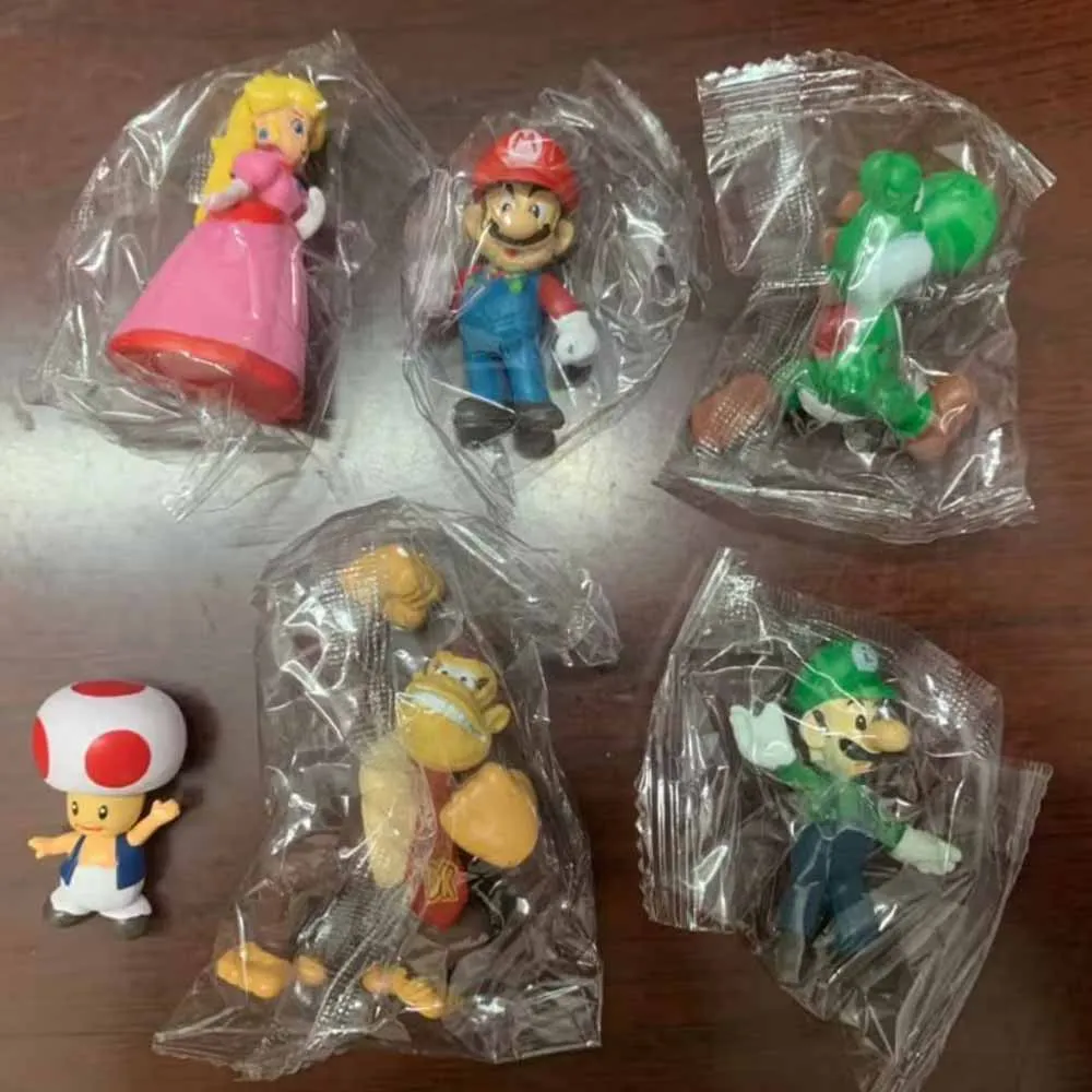 6-18 unids/set Super Mario Bros modelo figura juguetes Yoshi Luigi Donkey Kong seta PVC muñecas para niños regalos de cumpleaños