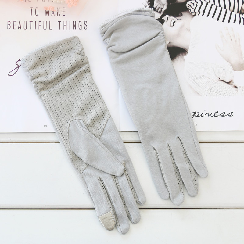 Guantes de algodón fino para mujer, elásticos, antideslizantes, para ciclismo, protección solar, transpirables, con pantalla táctil, para conducir en verano