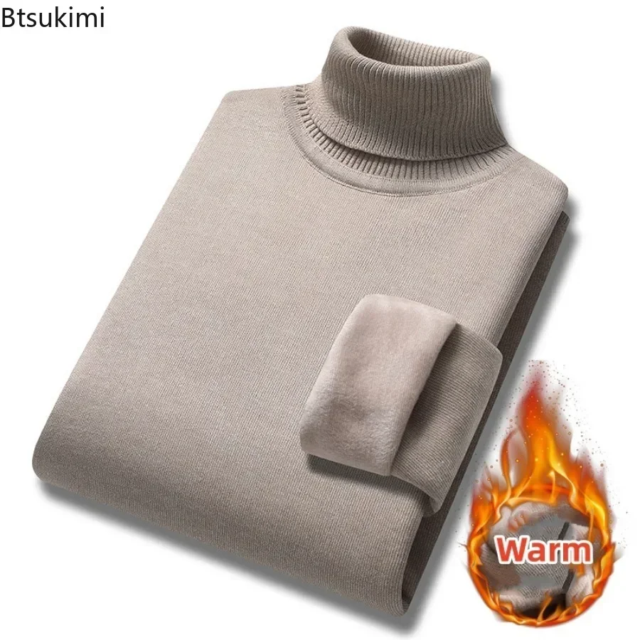 ใหม่ 2024 Basicเสื้อกันหนาวสําหรับชายฤดูหนาวสบายๆPulloverเสื้อกันหนาวเสื้อกันหนาวกํามะหยี่หนาSlim Bottomingเสื้อHomme