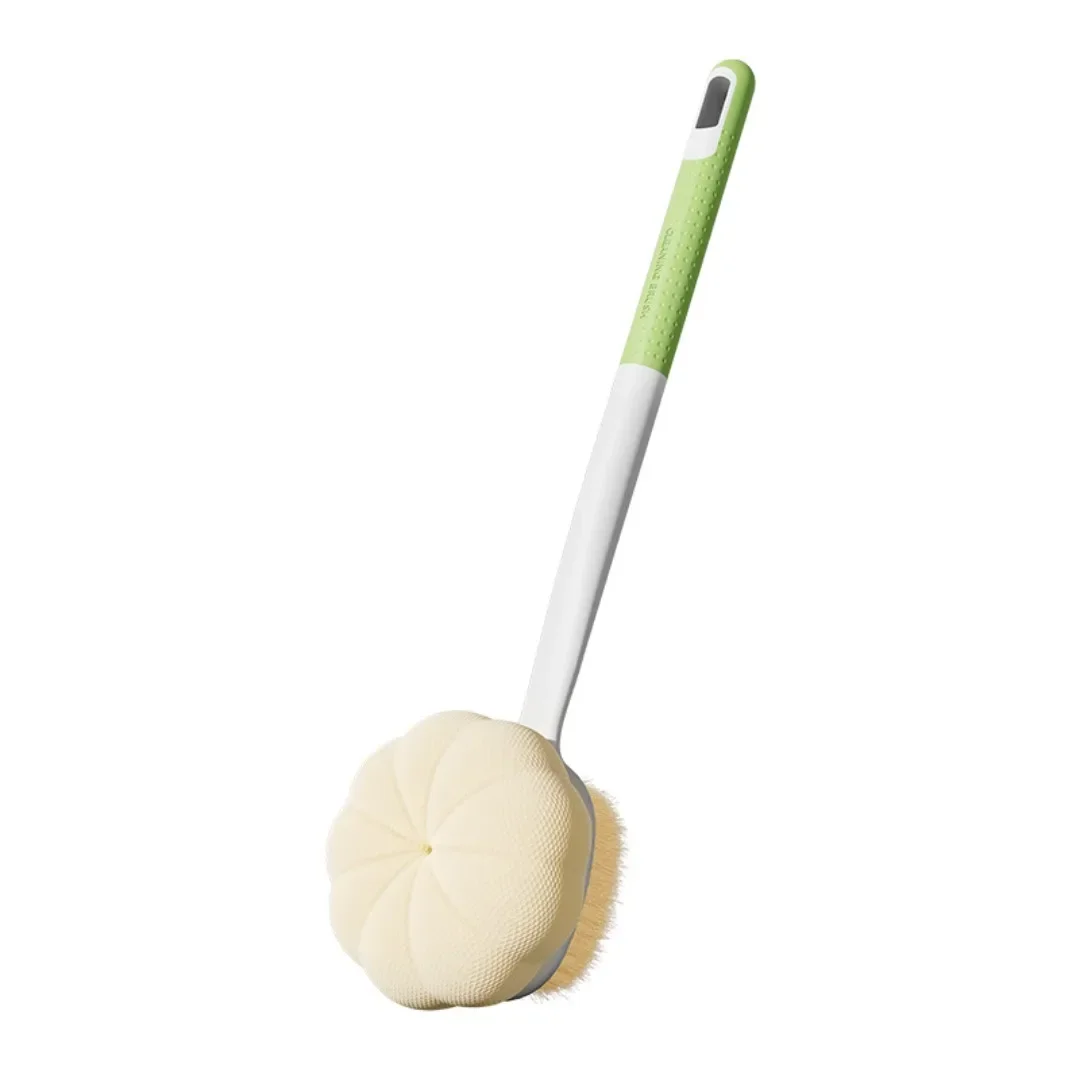 1pc Double Sided Bath Brush Scrubbing Long Handle Soft Fur Bath Brush Scrubbing Towel Dual-purpose Exfoliating Tool Back Rubbing