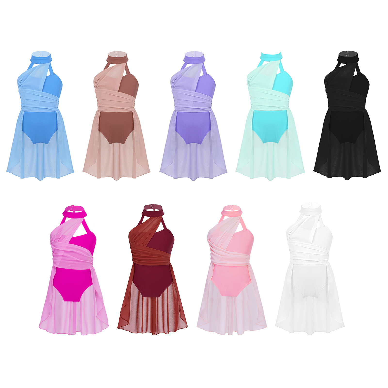 Mädchen Ballett Kleid Kinder Lyrical Dance Kostüm Geraffte Chiffon Mieder Caged Zurück Dance Trikot Kleid Eislaufen Kleid Dancewear