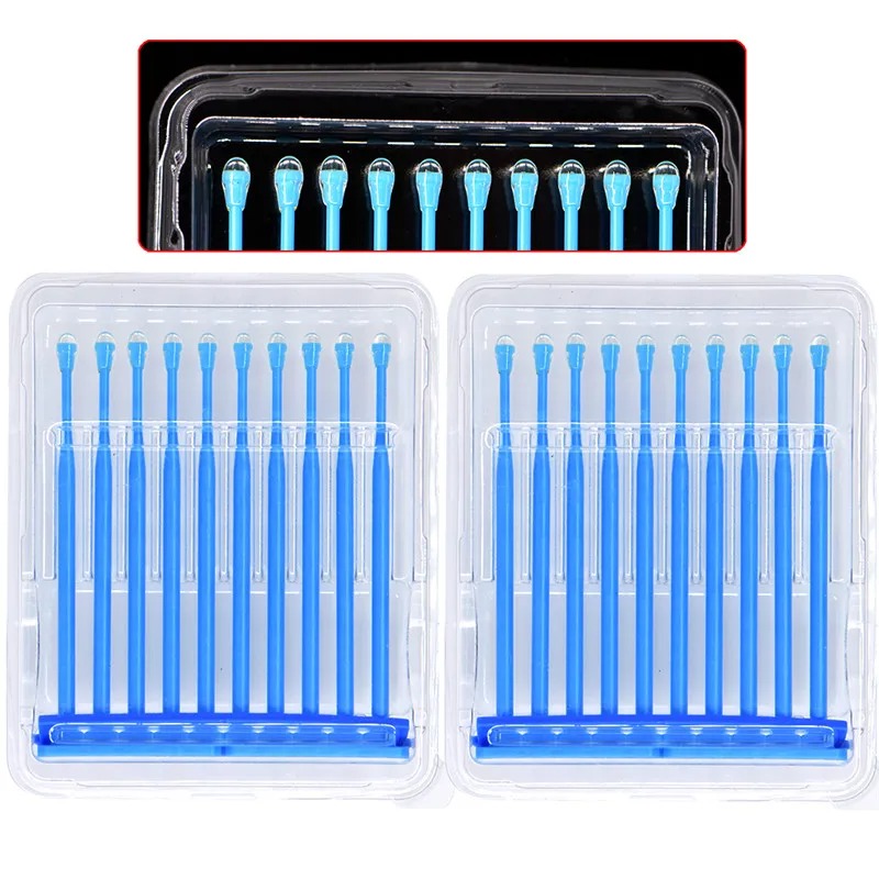 Aplicador dental descartável, 20 unidades/caixa, varas de escova, ponta adesiva para coroa dentária, folheado de porcelana, materiais para dentista