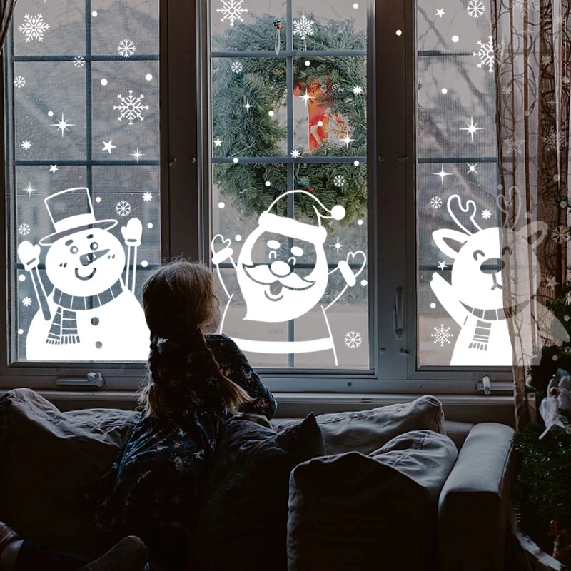 1 Bộ Ông Già Noel Người Tuyết Nai Sừng Tấm Cửa Sổ Dán Bông Tuyết Tĩnh Điện Decal Dán Tường 2022 Trang Trí Giáng Sinh Cho Gia Đình Năm Mới