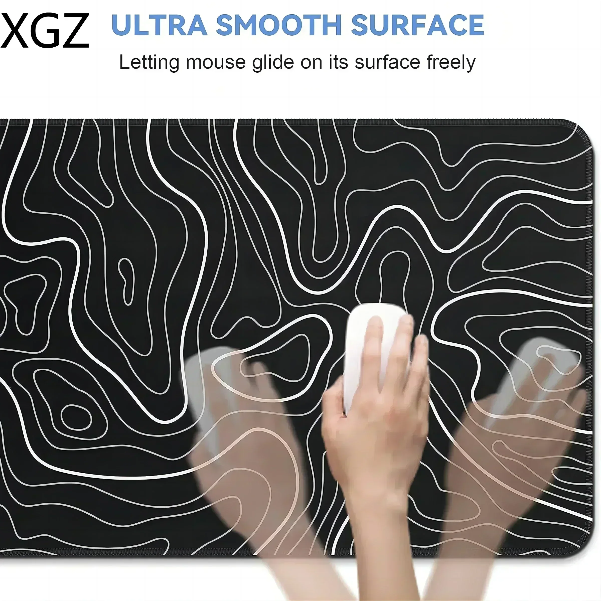 1 piece black and white gaming mouse pad large keyboard desk mat 31.5 x 11.8 inches terrain map suitable for office home use
