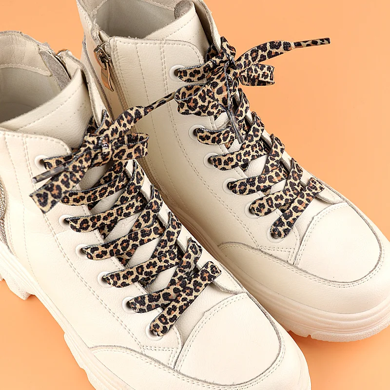 Lacci piatti classici con stampa leopardata – 1 paio per uomo e donna – Vestibilità universale per scarpe da ginnastica, stivali e scarpe da esterno