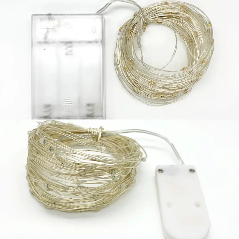 Fairy Lights AA Battery Powered 1M 10 2M 20 3M 30 5M 50 10M 100Leds Silver Led Copper Wire String Light Decorative Fairy Lights